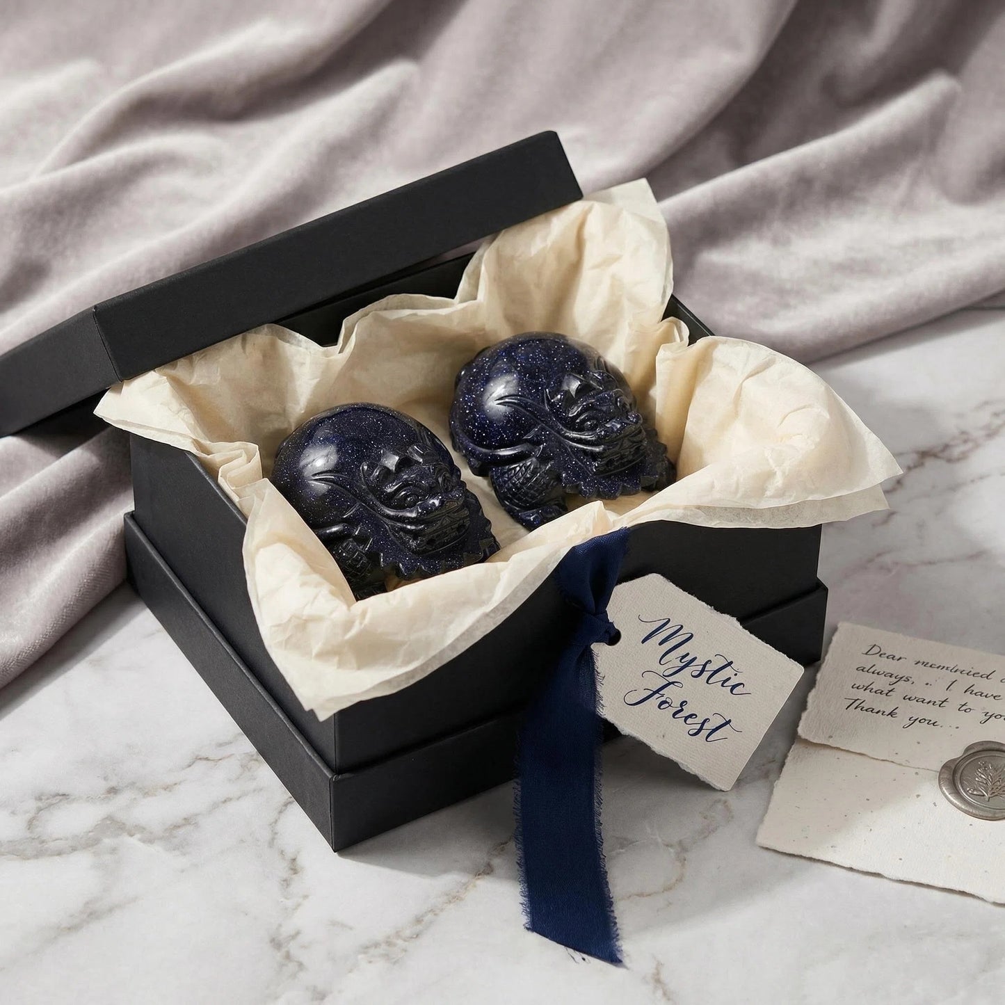 Eastern Mythology Series - Blue Sandstone Dragon Turtle Guardian Set
