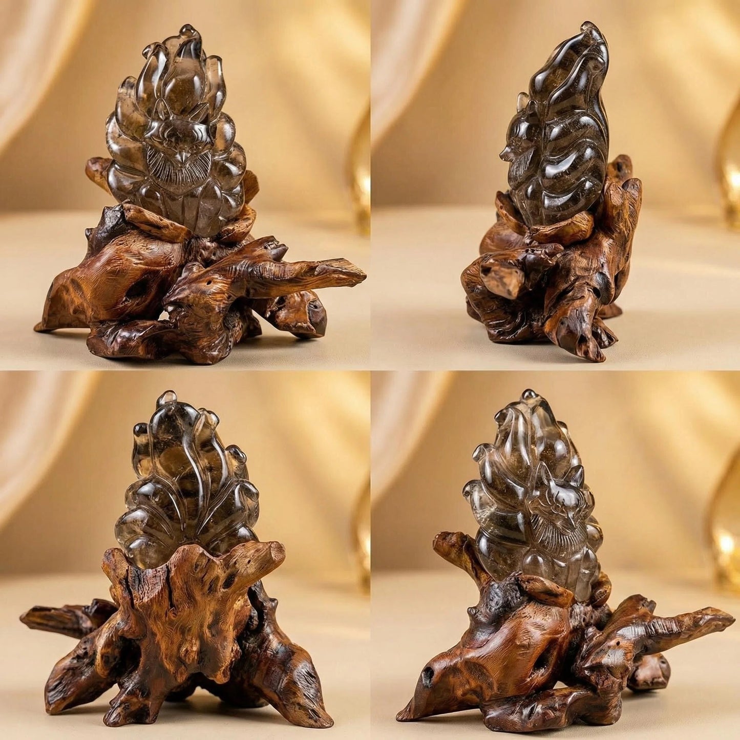 Amber Shadow Fox – Smoky Quartz Edition / Amber Shadow Fox Guardian Statue - Smoky Quartz Edition 🦊