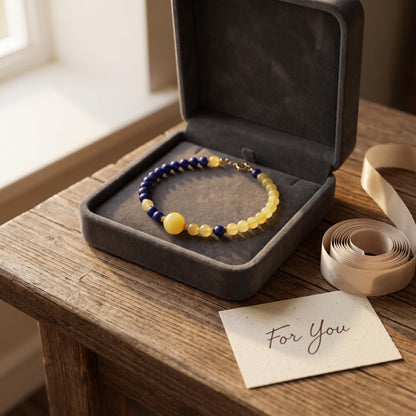 Celestial Harmony Bracelet: Lapis Lazuli & Beeswax Amber