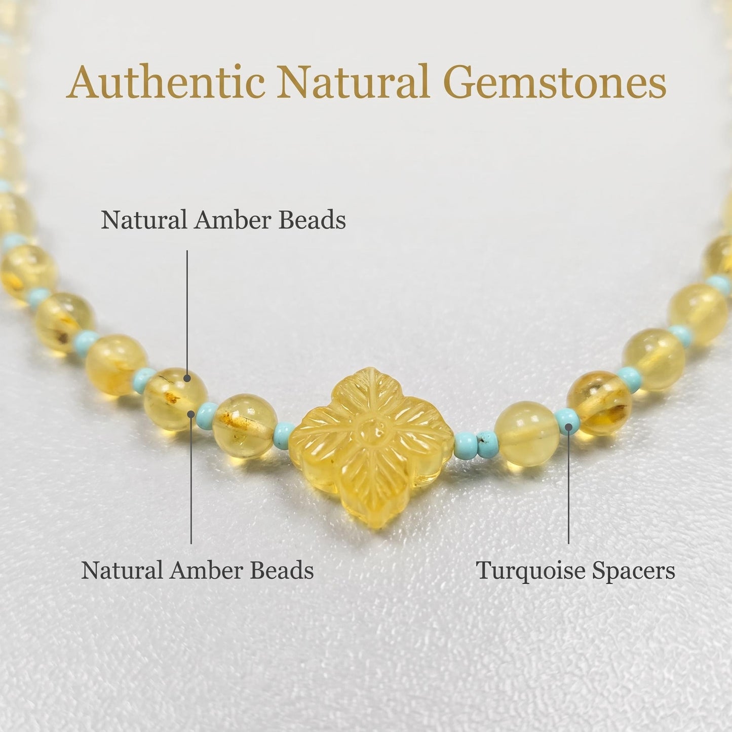 Amber Blossom & Pine Breeze Bracelet: Amber & Turquoise