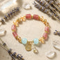 Ocean Blossom Bracelet / Strawberry Quartz and Aquamarine Bracelet: Love, Communication, and Tranquility (8-10mm)