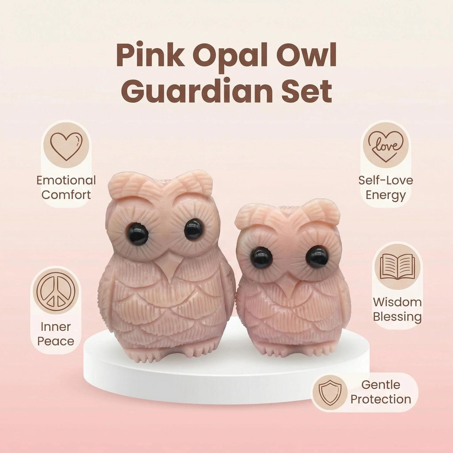 Cute Animal Collection - Pink Opal Owl Guardian Set