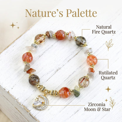 Earthfire Vitality Bracelet - A blend of rutilated quartz for grounding and creativity.