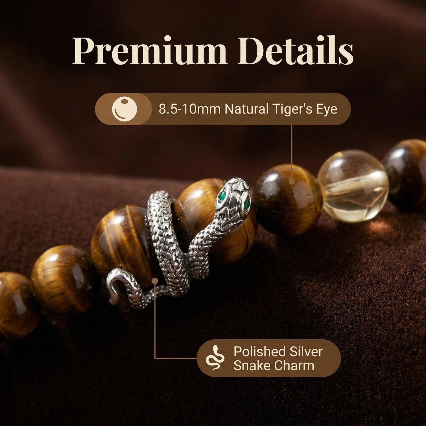 Tiger's Eye Guardian Snake Bracelet