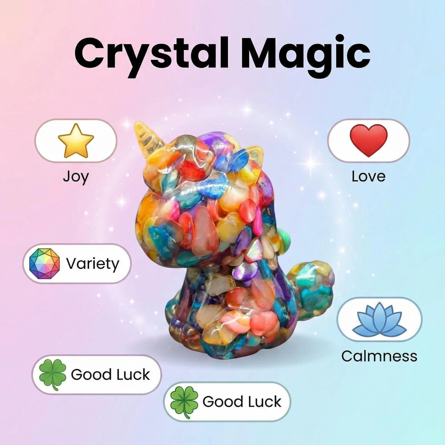 Rainbow Unicorn Crystal Chip Set of 10