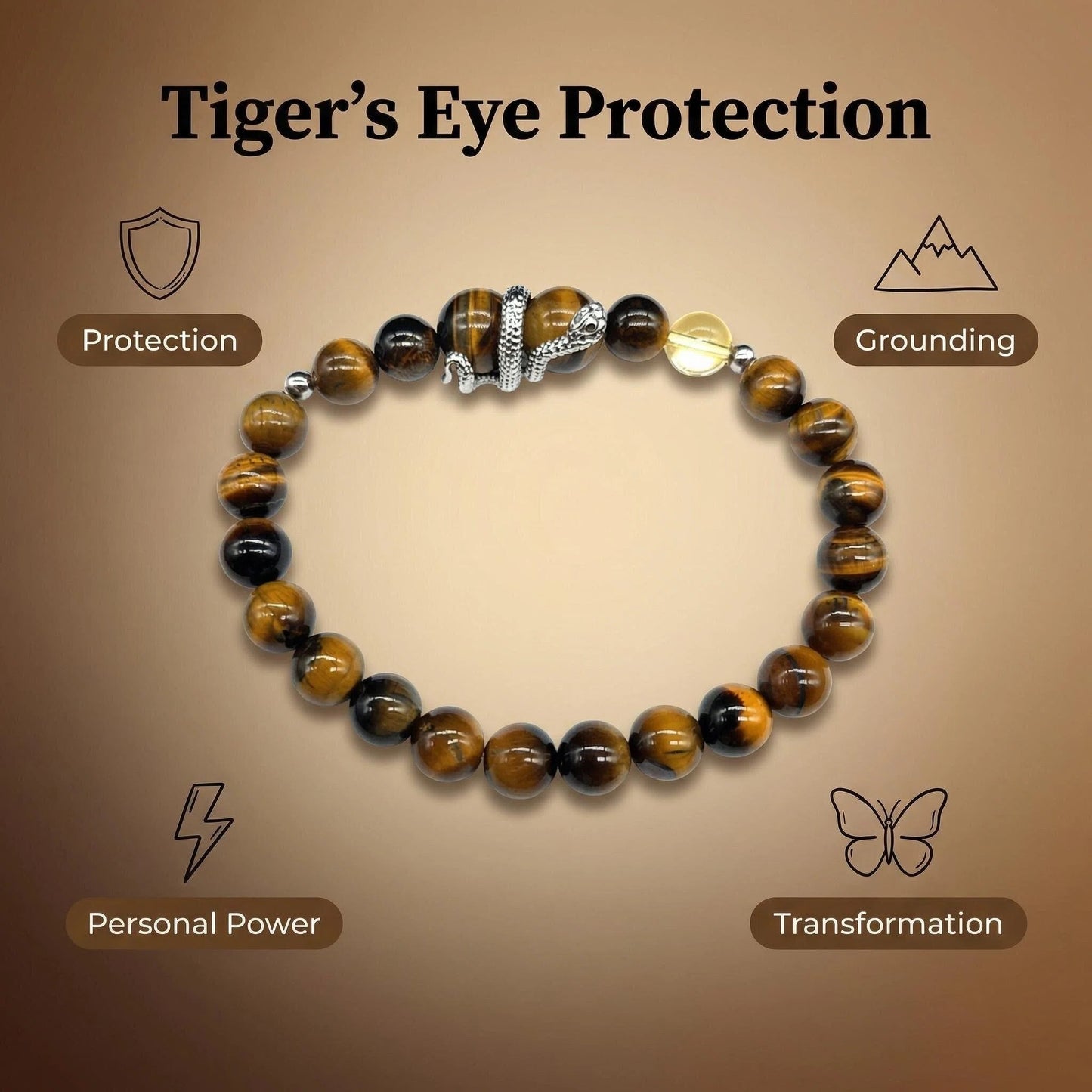 Tiger's Eye Guardian Snake Bracelet