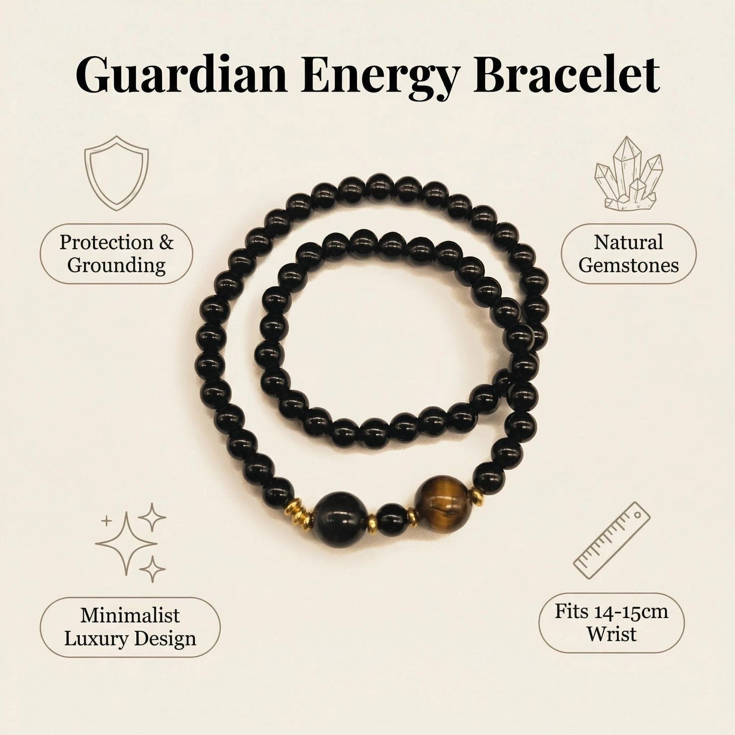 Obsidian x Tiger's Eye x Silver Sheen Obsidian Double-Wrap Protection Bracelet