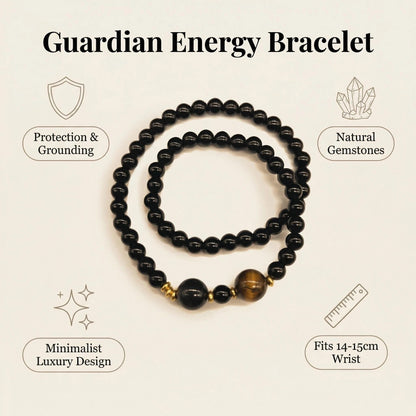 Obsidian x Tiger's Eye x Silver Sheen Obsidian Double-Wrap Protection Bracelet