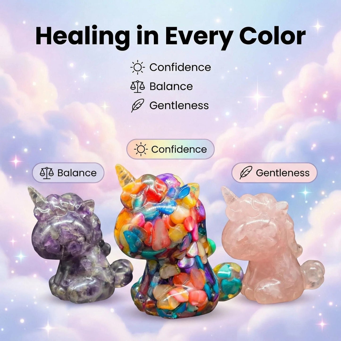 Rainbow Unicorn Crystal Chip Set of 10
