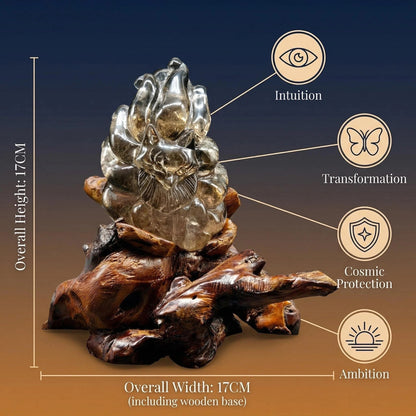 Amber Shadow Fox – Smoky Quartz Edition / Amber Shadow Fox Guardian Statue - Smoky Quartz Edition 🦊