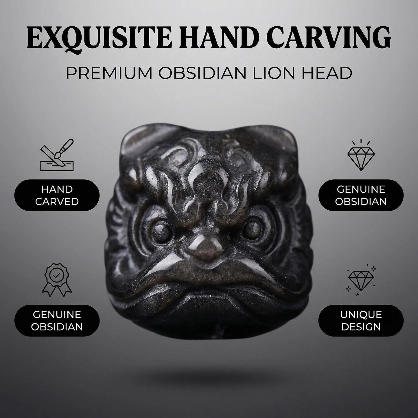 Silver Sheen Obsidian Guardian Lion Bracelet