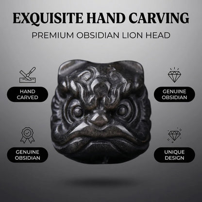Silver Sheen Obsidian Guardian Lion Bracelet