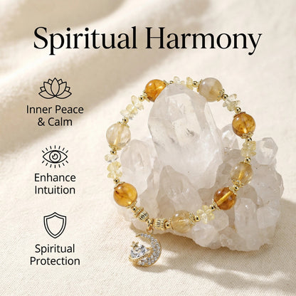 Solar Manifestation Bracelet 太陽顯化手鍊 - 黃水晶與髮晶 招財與成功
