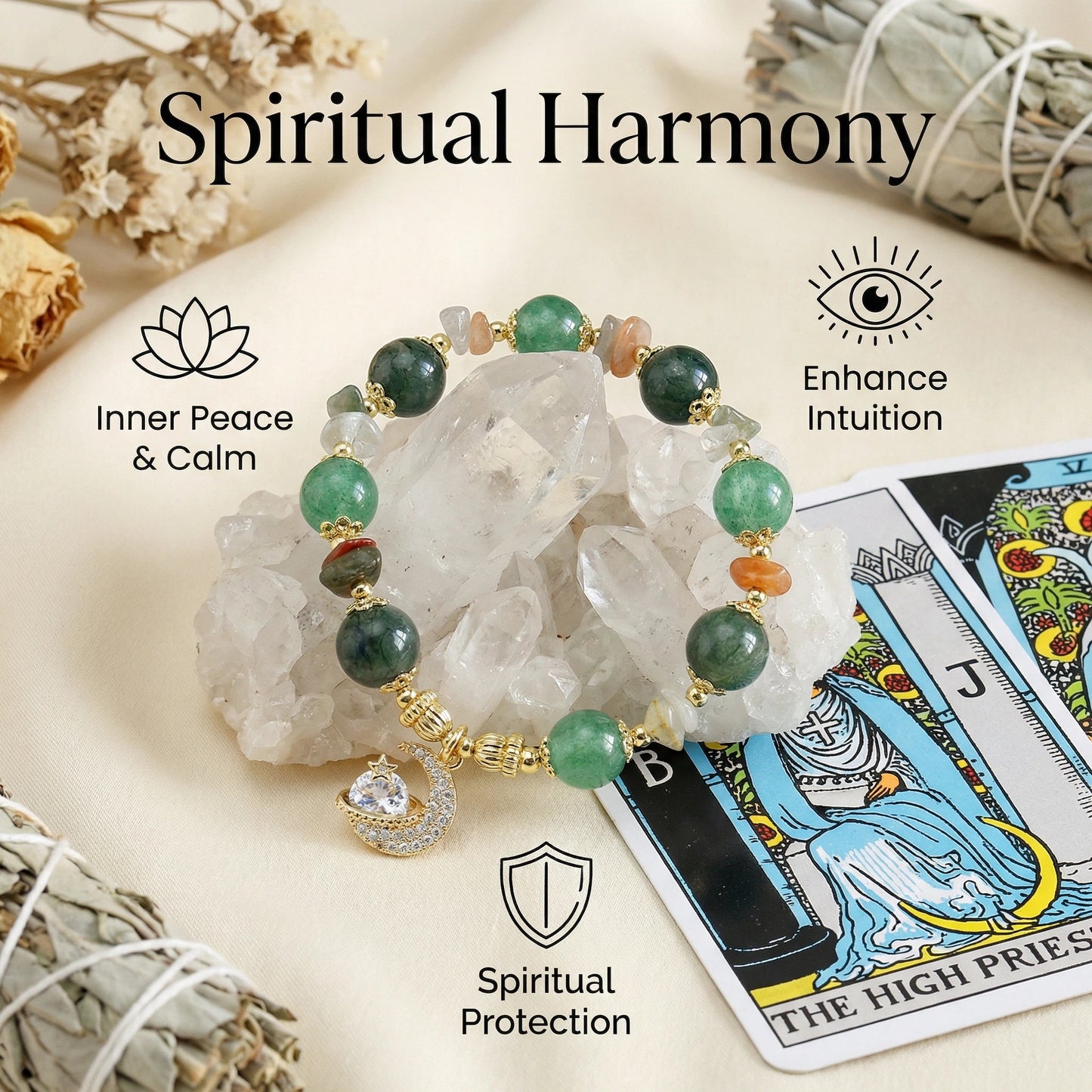 Forest Abundance Bracelet - Aventurine and Moss Agate for Attracting Wealth and Growth