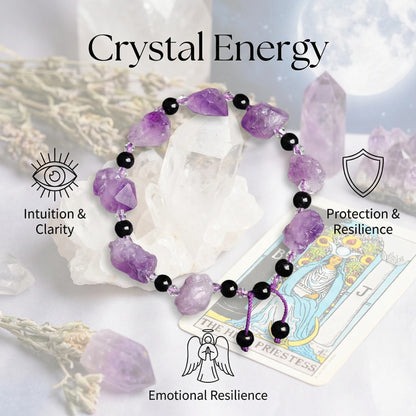 Mystic Veil Bracelet – Raw amethyst brings intuition, stability, and spiritual clarity.