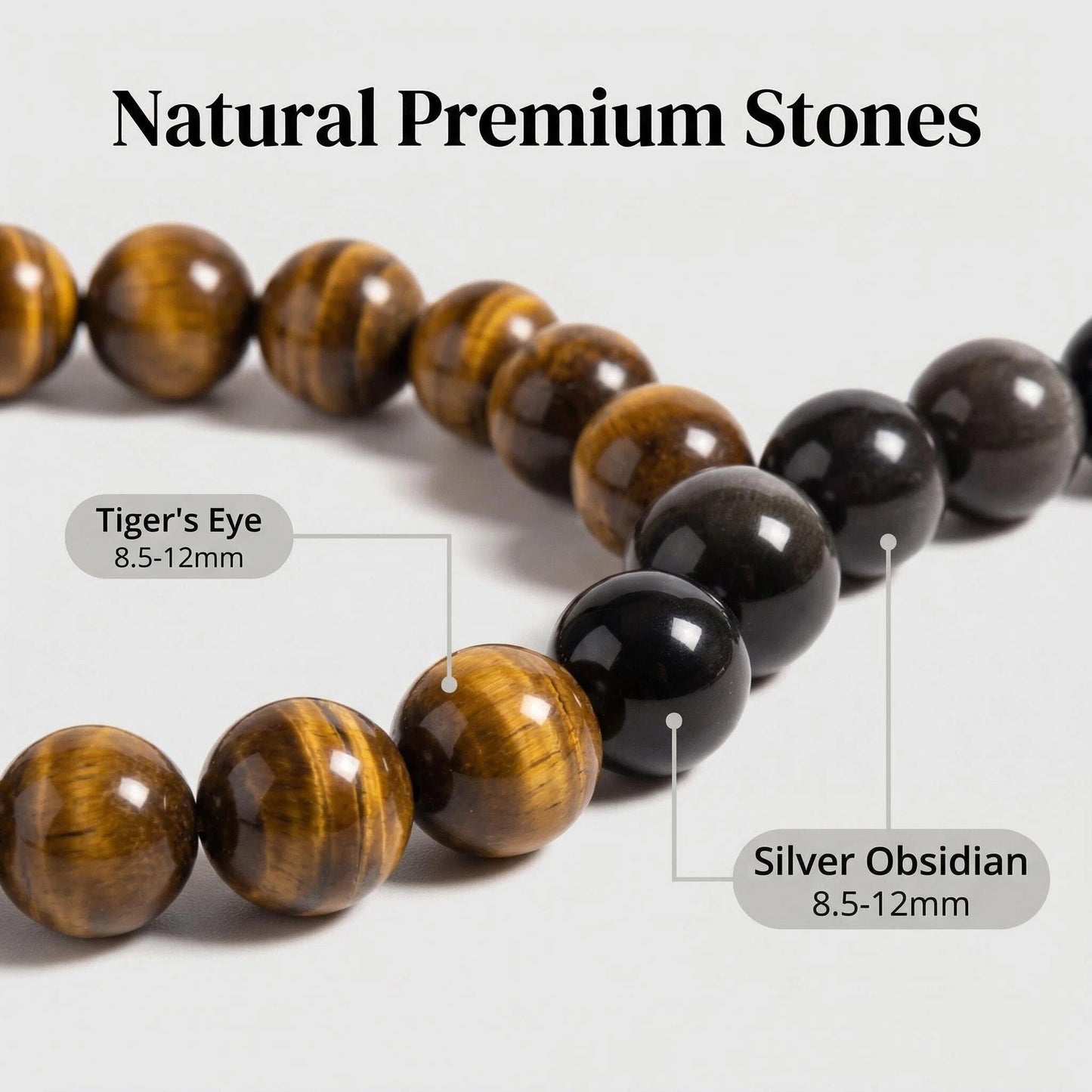 Tiger's Eye and Silver Sheen Obsidian Protection Bracelet
