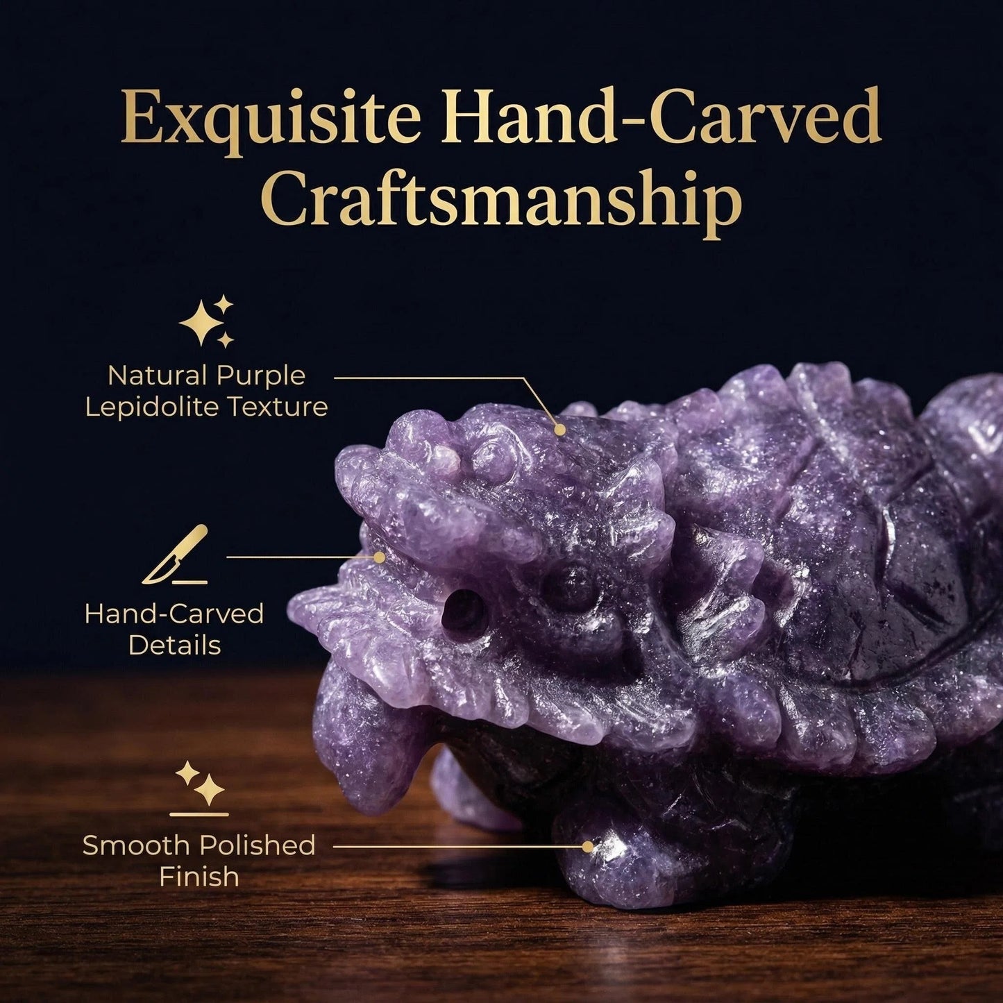 Lepidolite Dragon Turtle Guardian Set