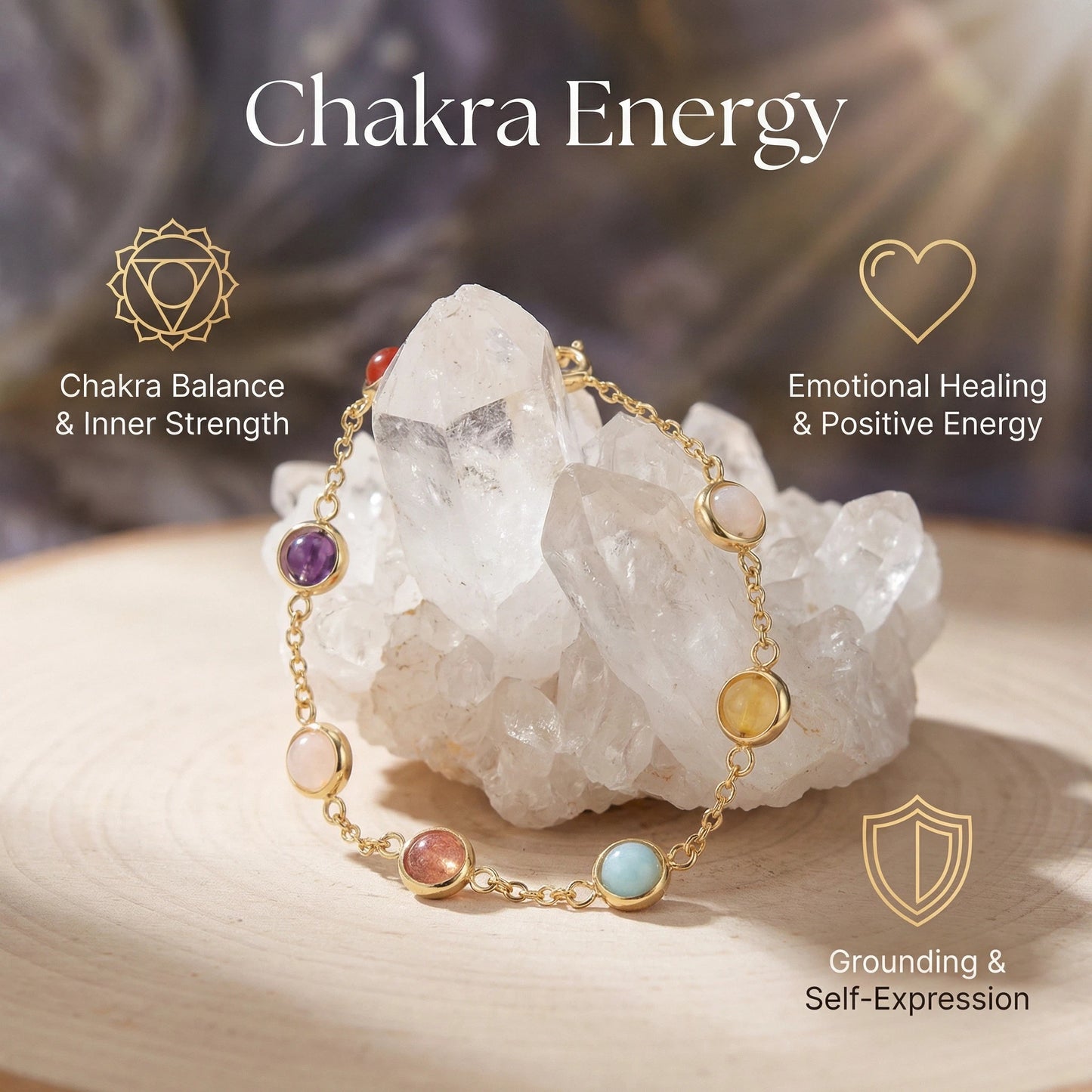 Aurora Chakra Bracelet 🌈 Aurora Chakra Bracelet – Balancing the energy of seven colored gemstones for spiritual harmony