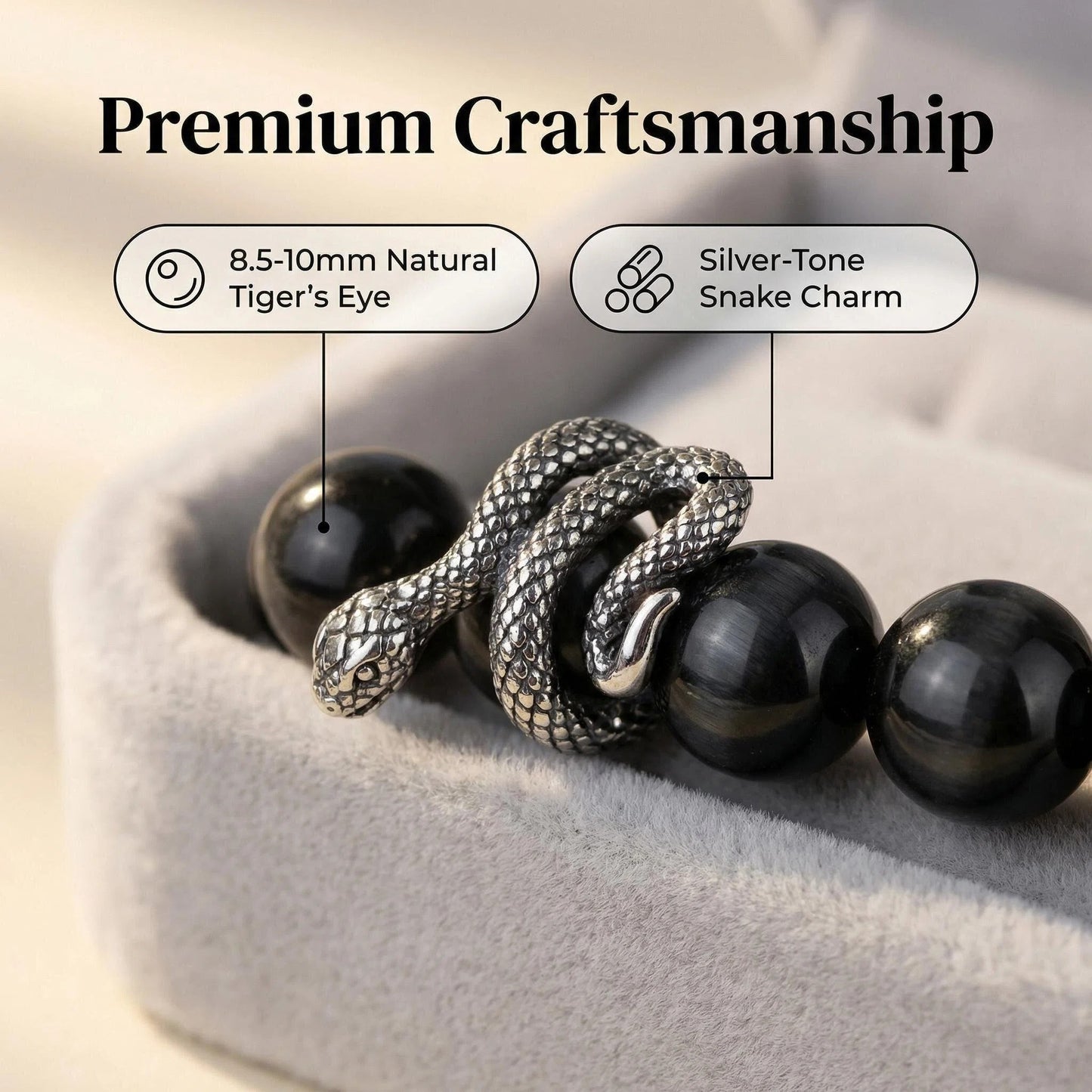 Obsidian Guardian Snake Bracelet