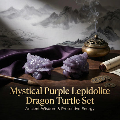 Lepidolite Dragon Turtle Guardian Set