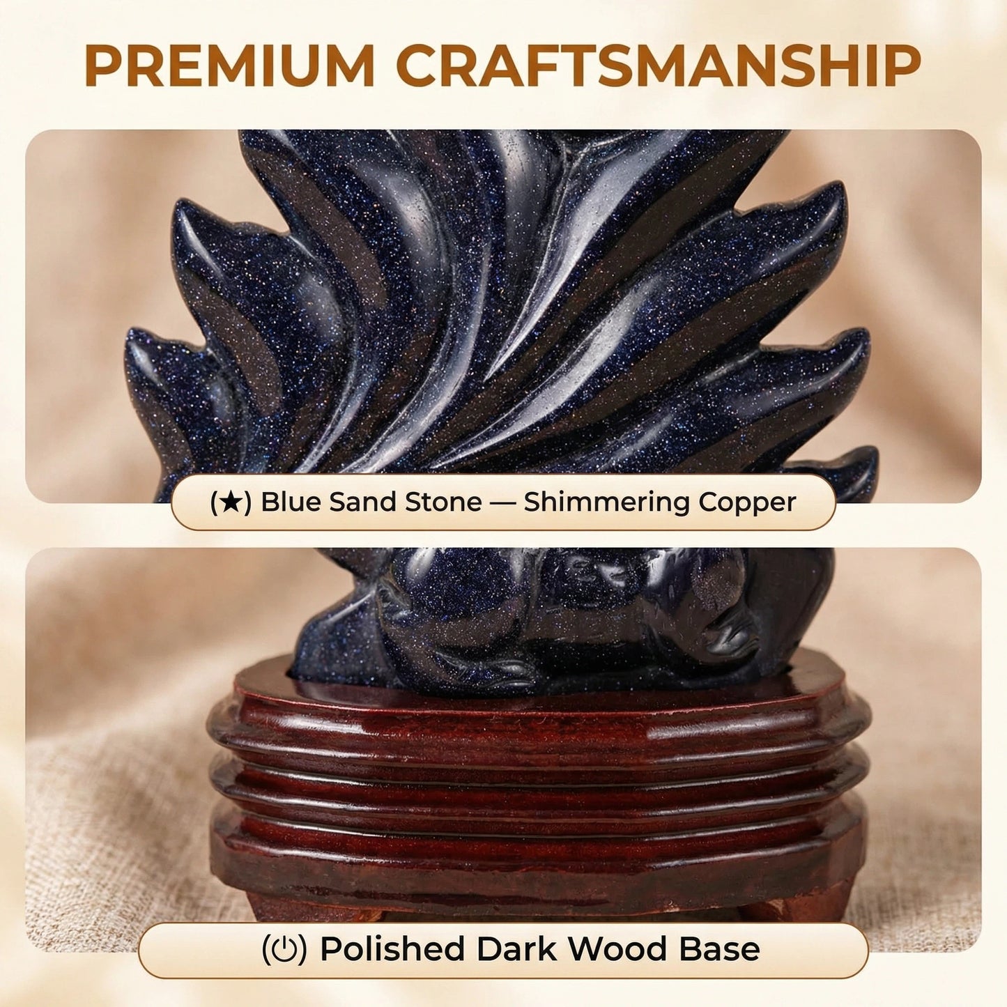 Shadow Spirit Fox – Blue Sandstone Edition Nine-Tailed Fox Guardian Statue - Blue Sandstone Version 🦊