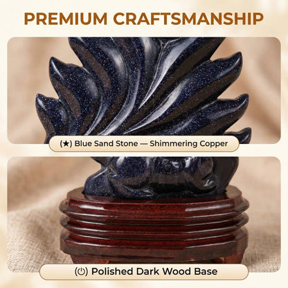 Shadow Spirit Fox – Blue Sandstone Edition Nine-Tailed Fox Guardian Statue - Blue Sandstone Version 🦊