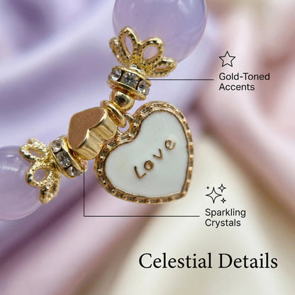 Whispers of Love Bracelet – Lavender jade, rose quartz, and amethyst bring love, elegance, and angelic protection.