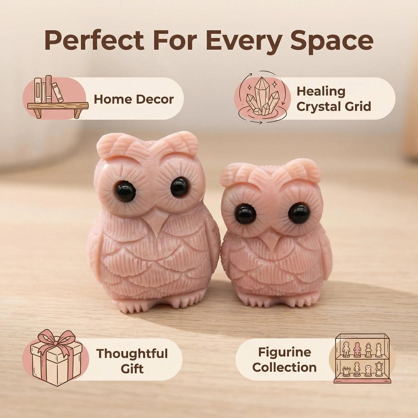 Cute Animal Collection - Pink Opal Owl Guardian Set