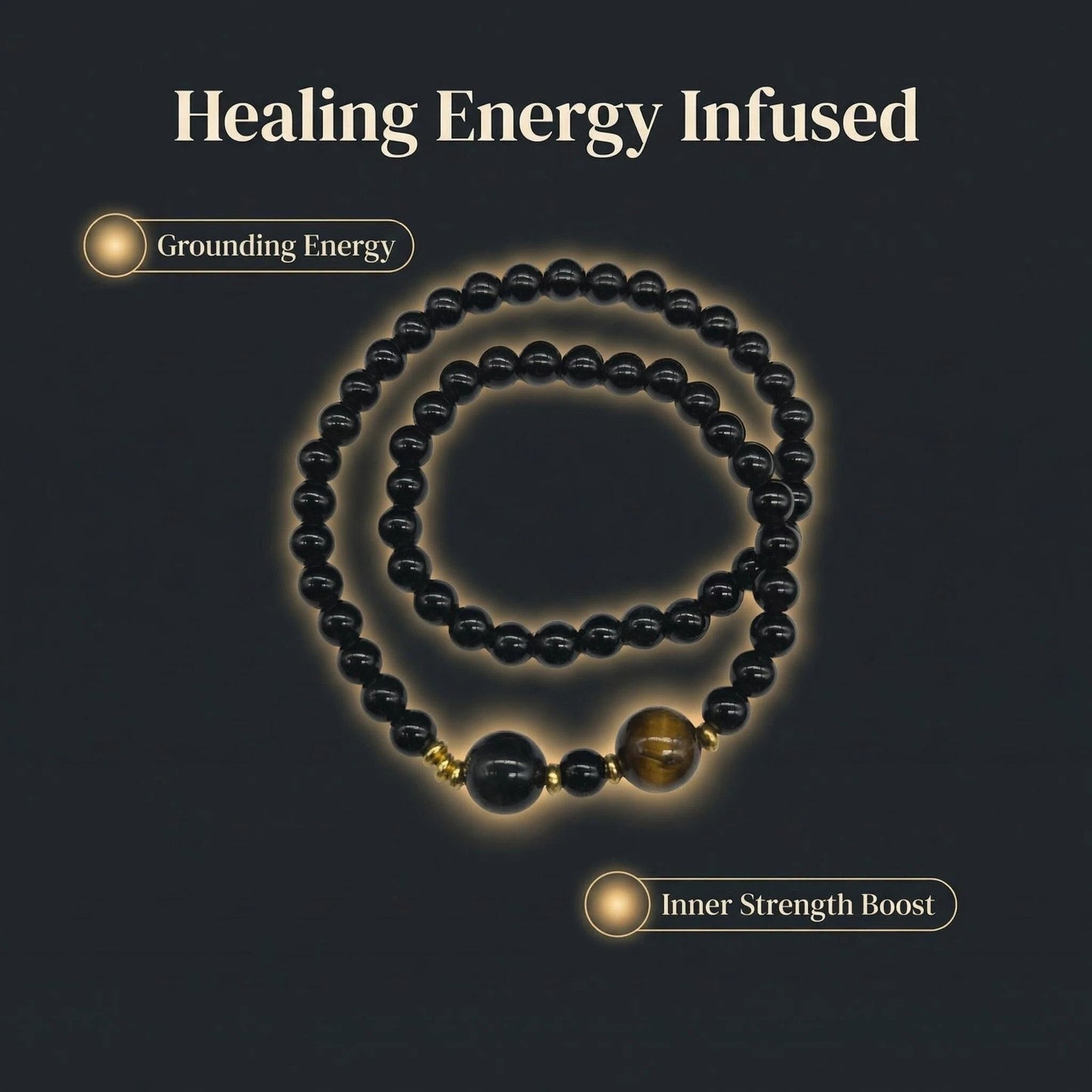 Obsidian x Tiger's Eye x Silver Sheen Obsidian Double-Wrap Protection Bracelet