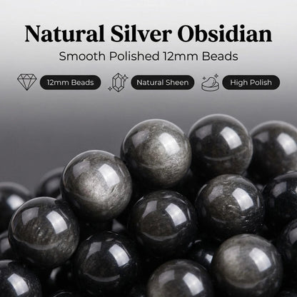 Silver Sheen Obsidian Guardian Lion Bracelet