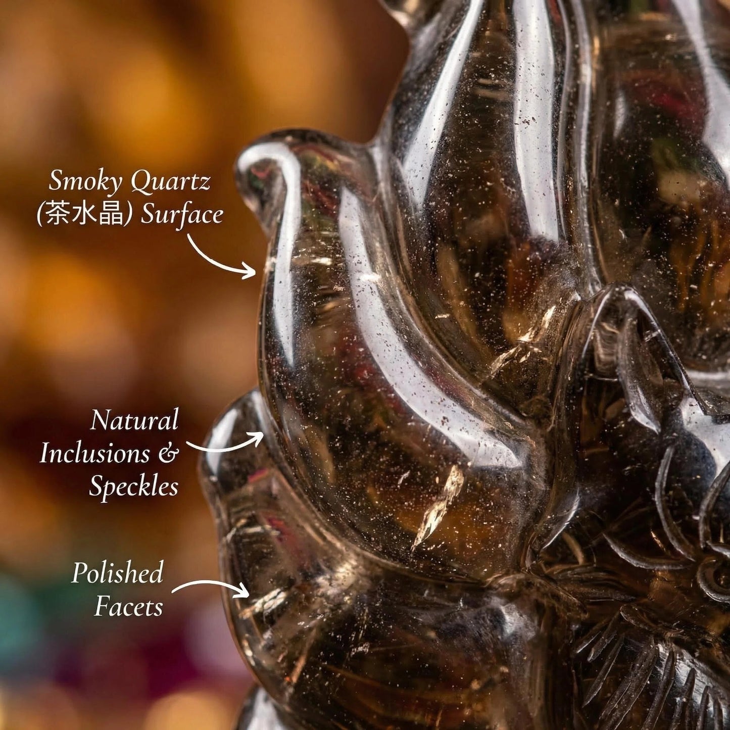 Amber Shadow Fox – Smoky Quartz Edition / Amber Shadow Fox Guardian Statue - Smoky Quartz Edition 🦊