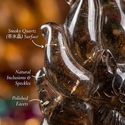 Amber Shadow Fox – Smoky Quartz Edition / Amber Shadow Fox Guardian Statue - Smoky Quartz Edition 🦊