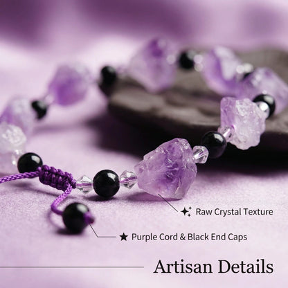 Mystic Veil Bracelet – Raw amethyst brings intuition, stability, and spiritual clarity.