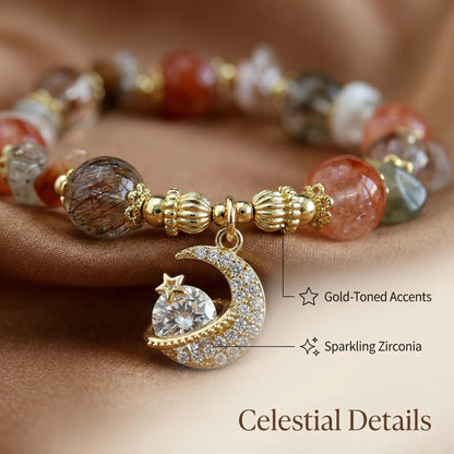 Earthfire Vitality Bracelet - A blend of rutilated quartz for grounding and creativity.