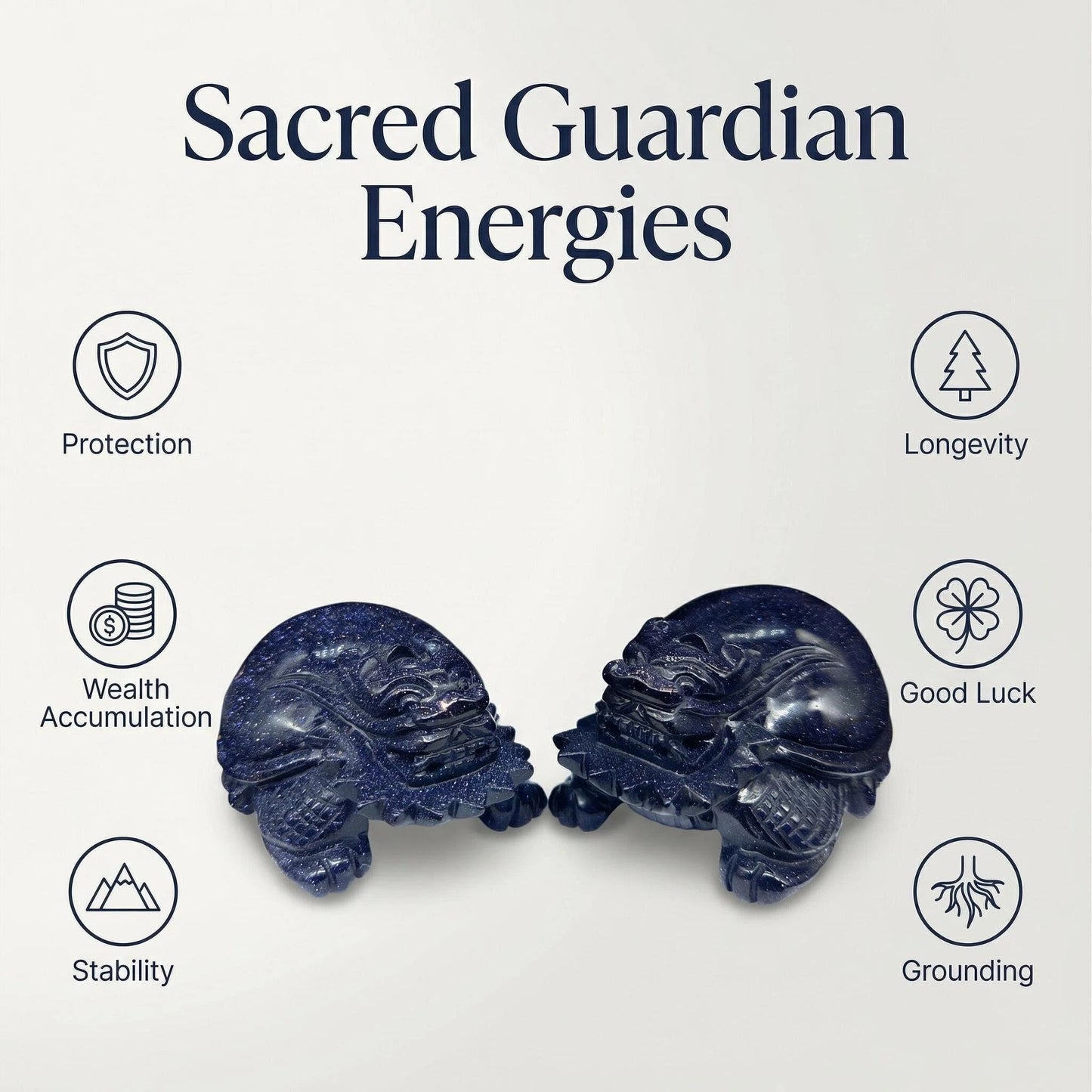 Eastern Mythology Series - Blue Sandstone Dragon Turtle Guardian Set