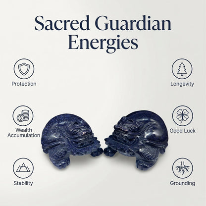 Eastern Mythology Series - Blue Sandstone Dragon Turtle Guardian Set