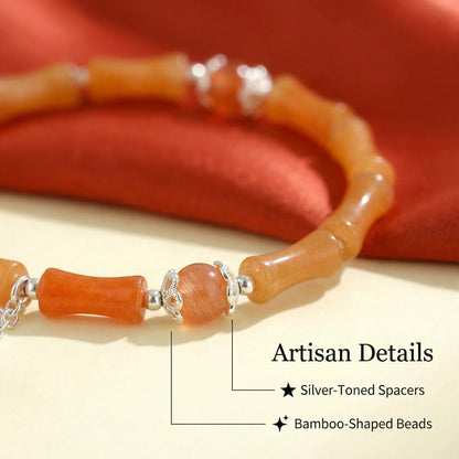 The Bamboo Vitality Bracelet, featuring red aventurine and silver accents, brings dynamic, powerful, and flowing energy.