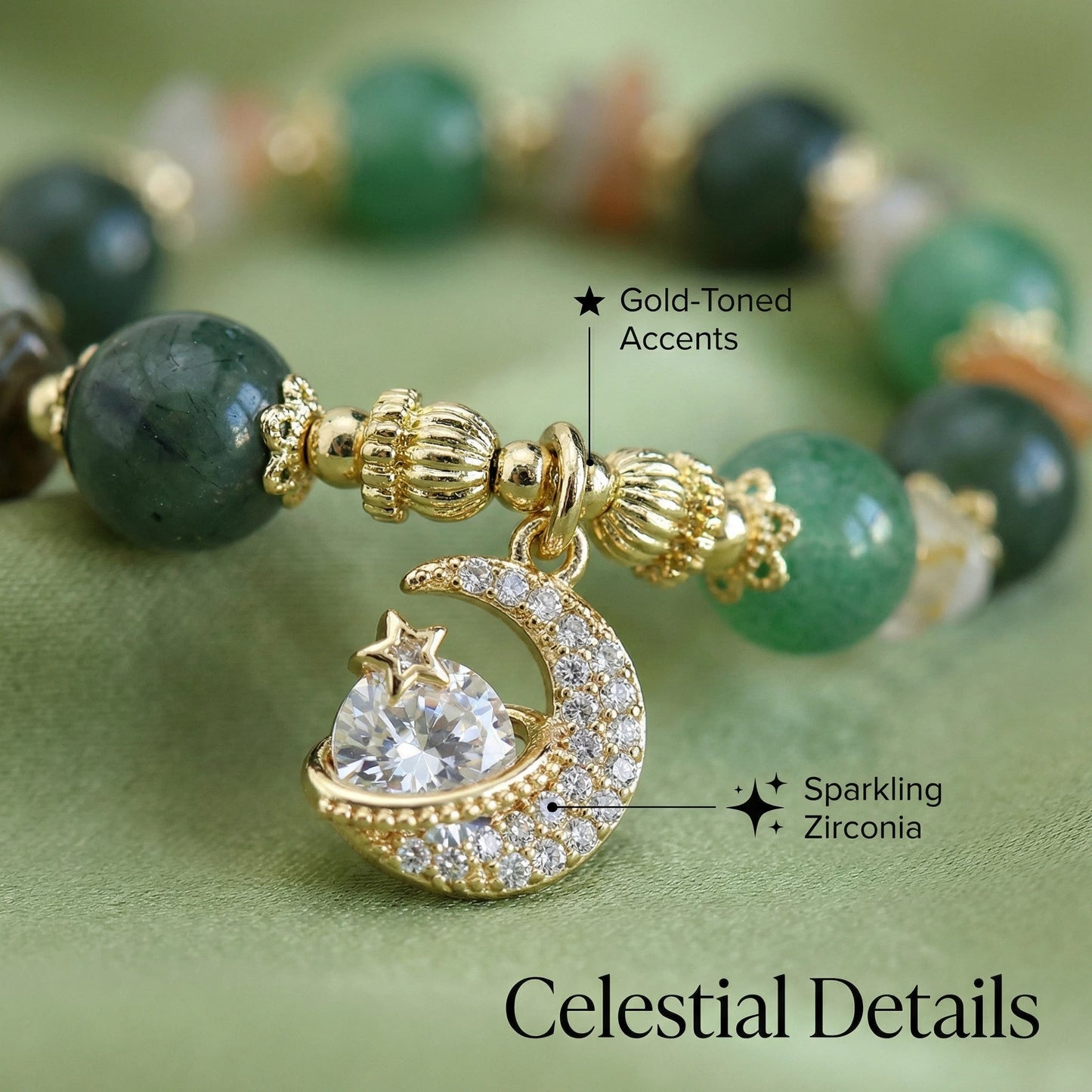 Forest Abundance Bracelet - Aventurine and Moss Agate for Attracting Wealth and Growth