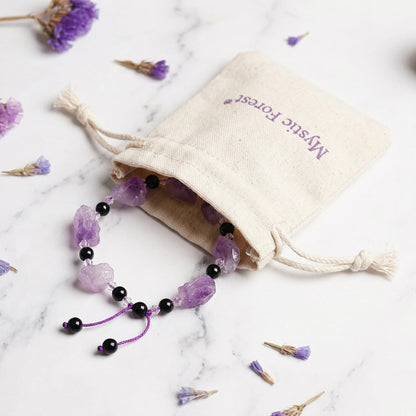 Mystic Veil Bracelet – Raw amethyst brings intuition, stability, and spiritual clarity.