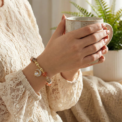 Earthfire Vitality Bracelet - A blend of rutilated quartz for grounding and creativity.