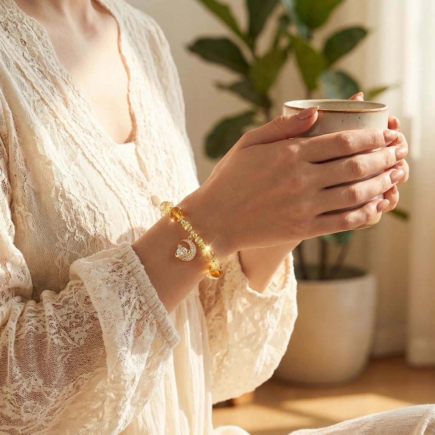 Solar Manifestation Bracelet 太陽顯化手鍊 - 黃水晶與髮晶 招財與成功
