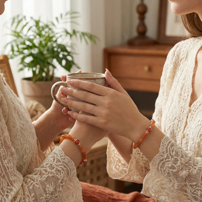 The Bamboo Vitality Bracelet, featuring red aventurine and silver accents, brings dynamic, powerful, and flowing energy.