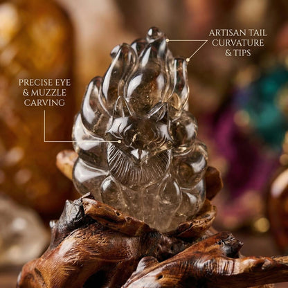 Amber Shadow Fox – Smoky Quartz Edition / Amber Shadow Fox Guardian Statue - Smoky Quartz Edition 🦊