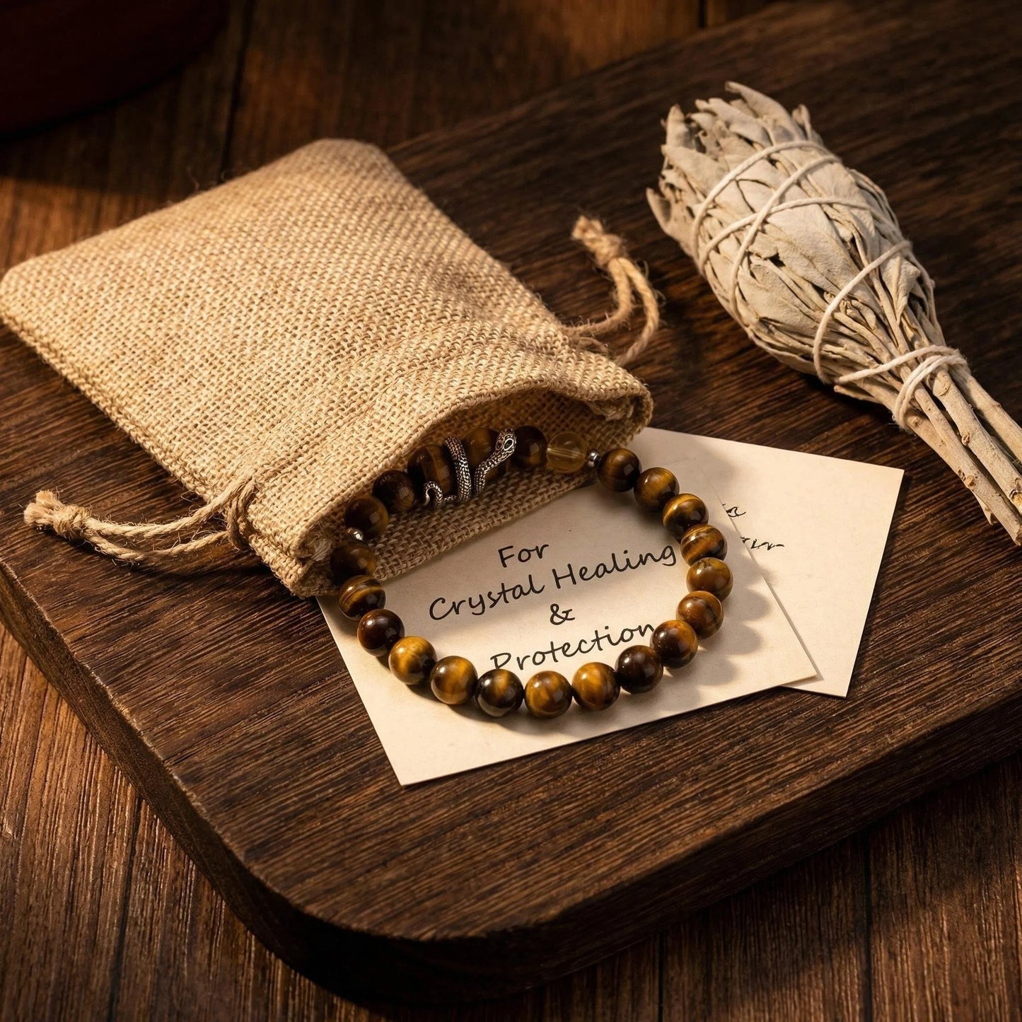 Tiger's Eye Guardian Snake Bracelet