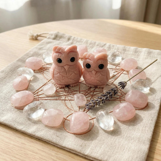 Cute Animal Collection - Pink Opal Owl Guardian Set