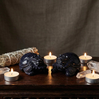 Eastern Mythology Series - Blue Sandstone Dragon Turtle Guardian Set