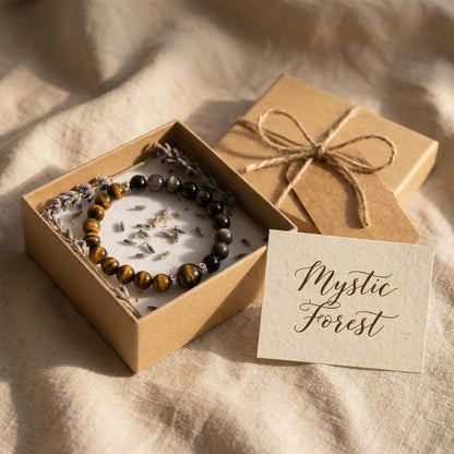 Tiger's Eye and Silver Sheen Obsidian Protection Bracelet