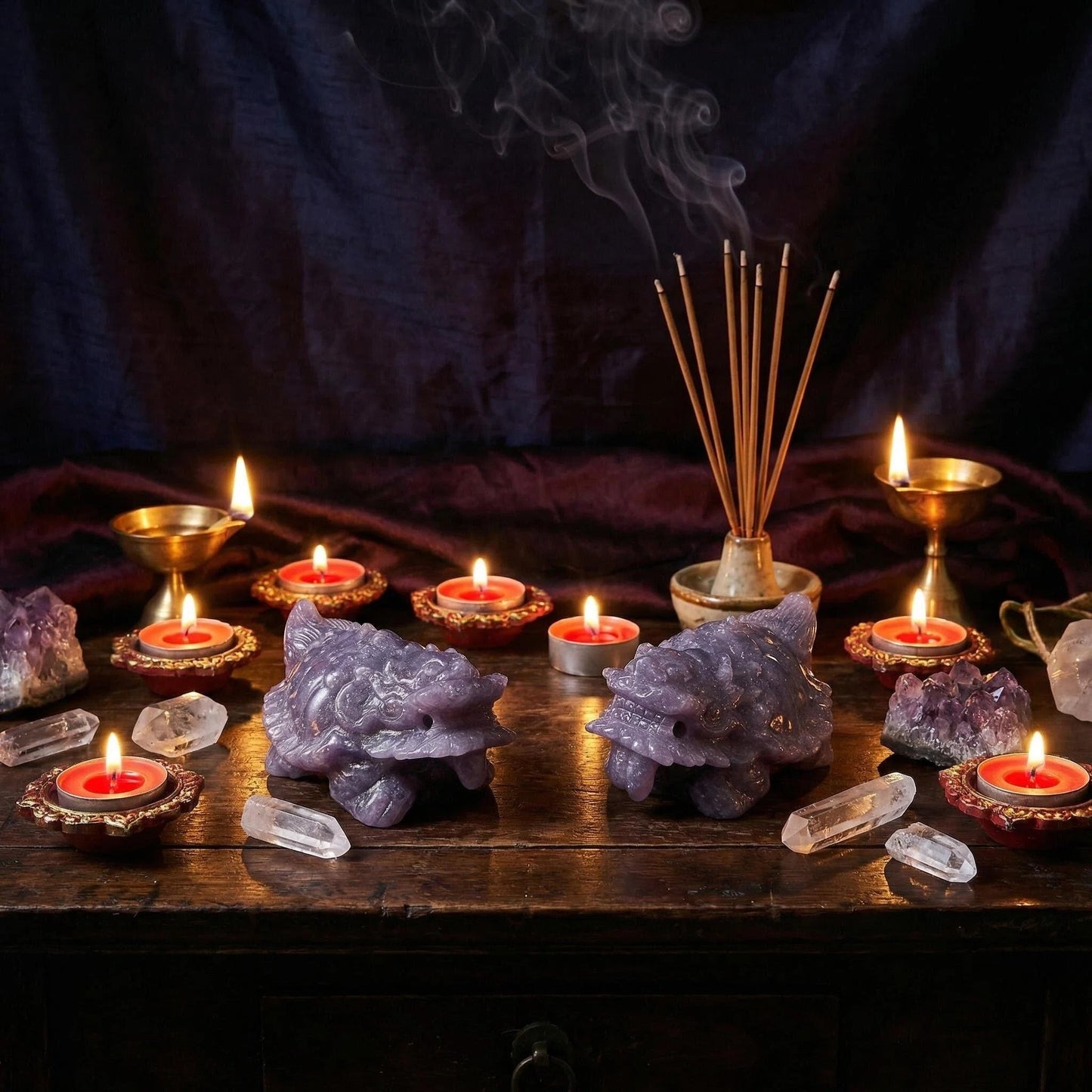 Lepidolite Dragon Turtle Guardian Set