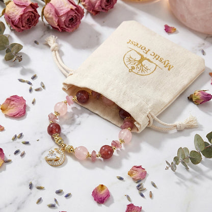 Cosmic Heart Bloom Bracelet - Strawberry Quartz and Rose Quartz to Awaken Love and Attraction