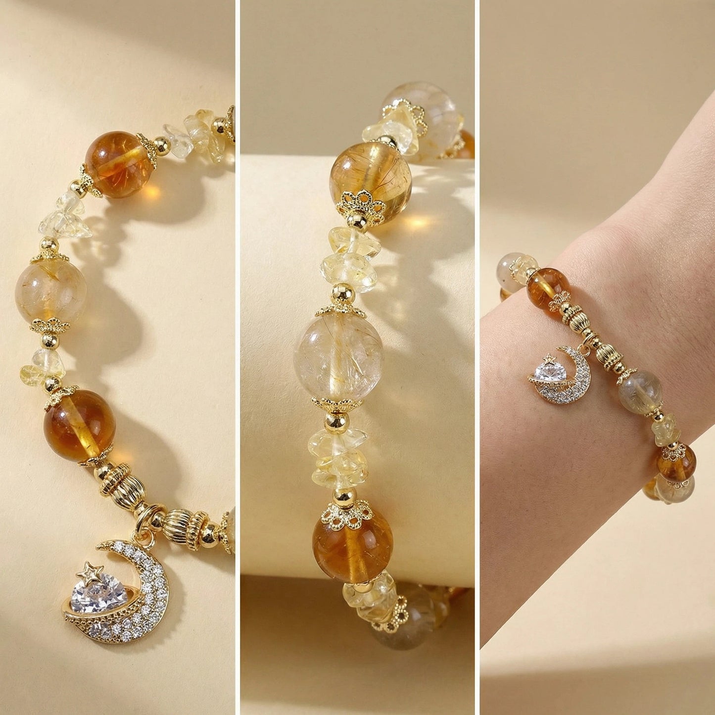 Solar Manifestation Bracelet 太陽顯化手鍊 - 黃水晶與髮晶 招財與成功